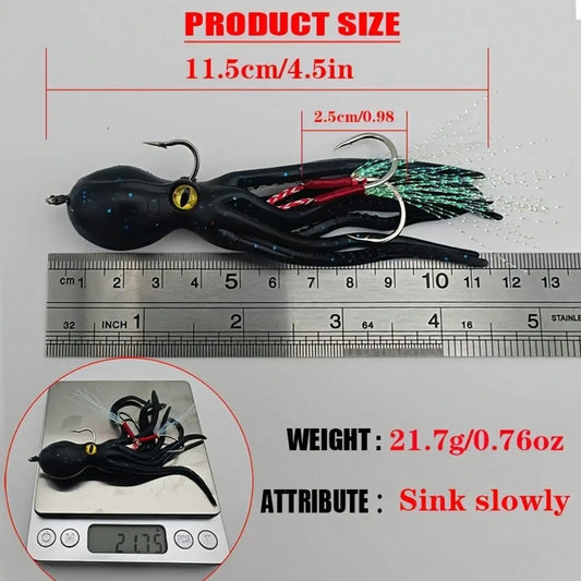 2pc/3pcs/4pcs Slow-Sinking Octopus Soft Bait With Hook