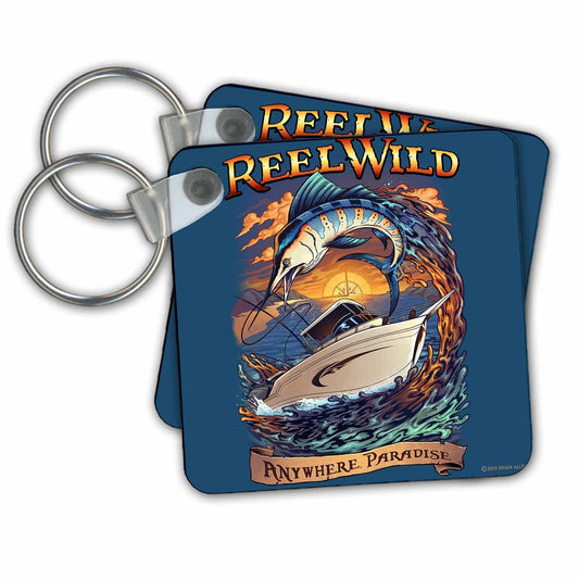 3dRose Key Chains boat in the ocean deep sea fishing (kc-252451-1)