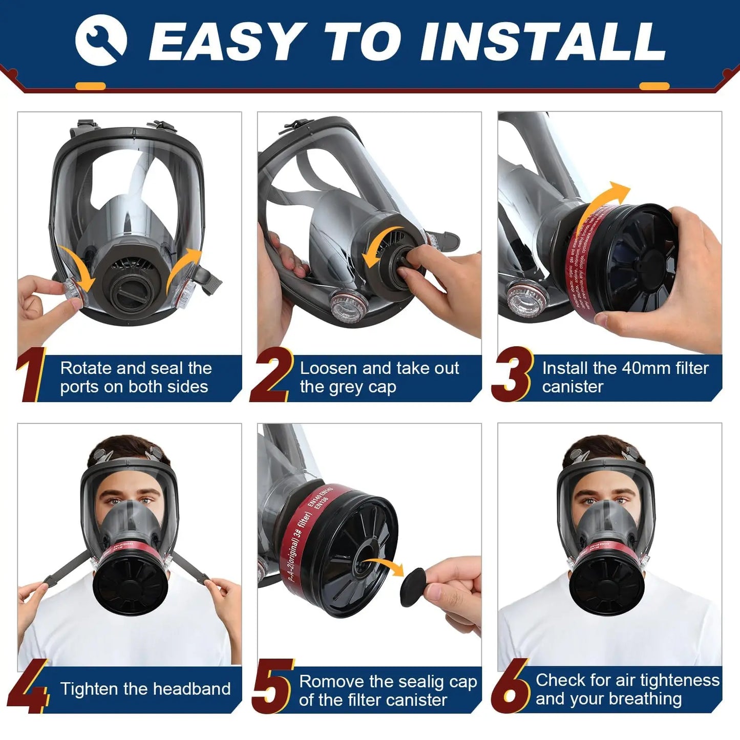 Full Face Gas Mask Chemical Respirator
