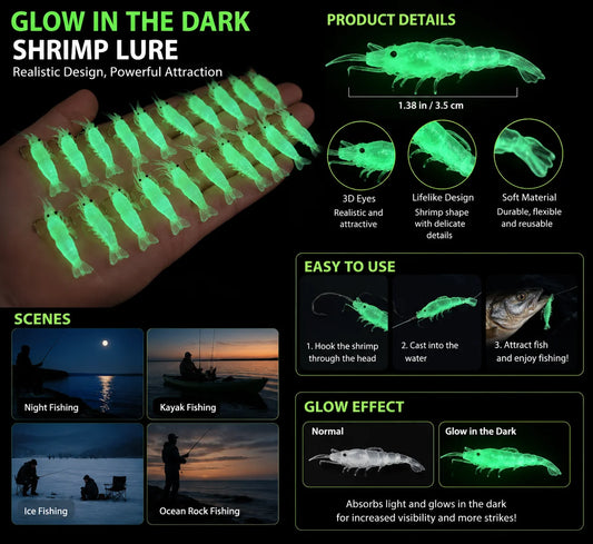 6pcs Luminous Soft Plastic Artificial Shrimp