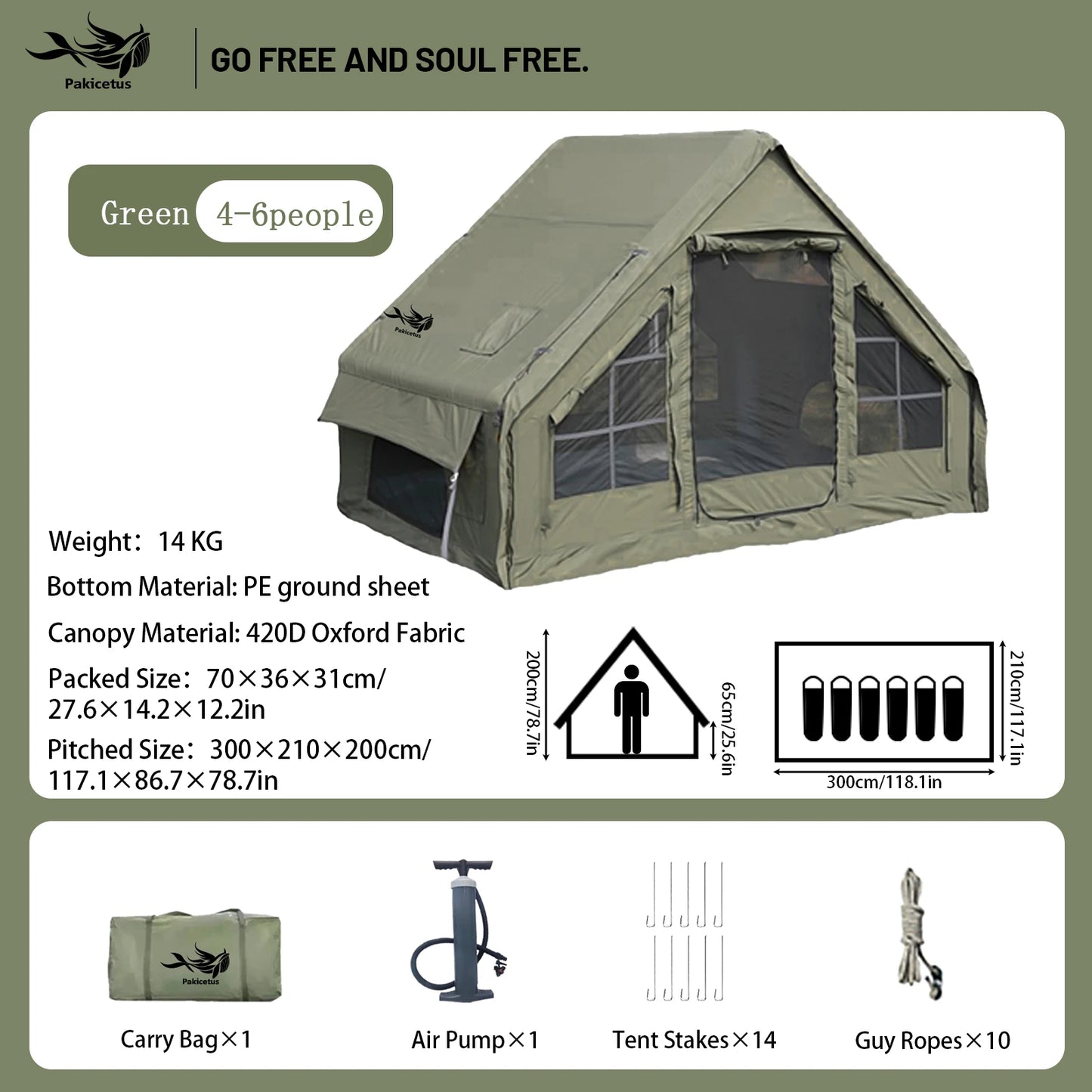 Waterproof Family Tent for 4-8 Persons,