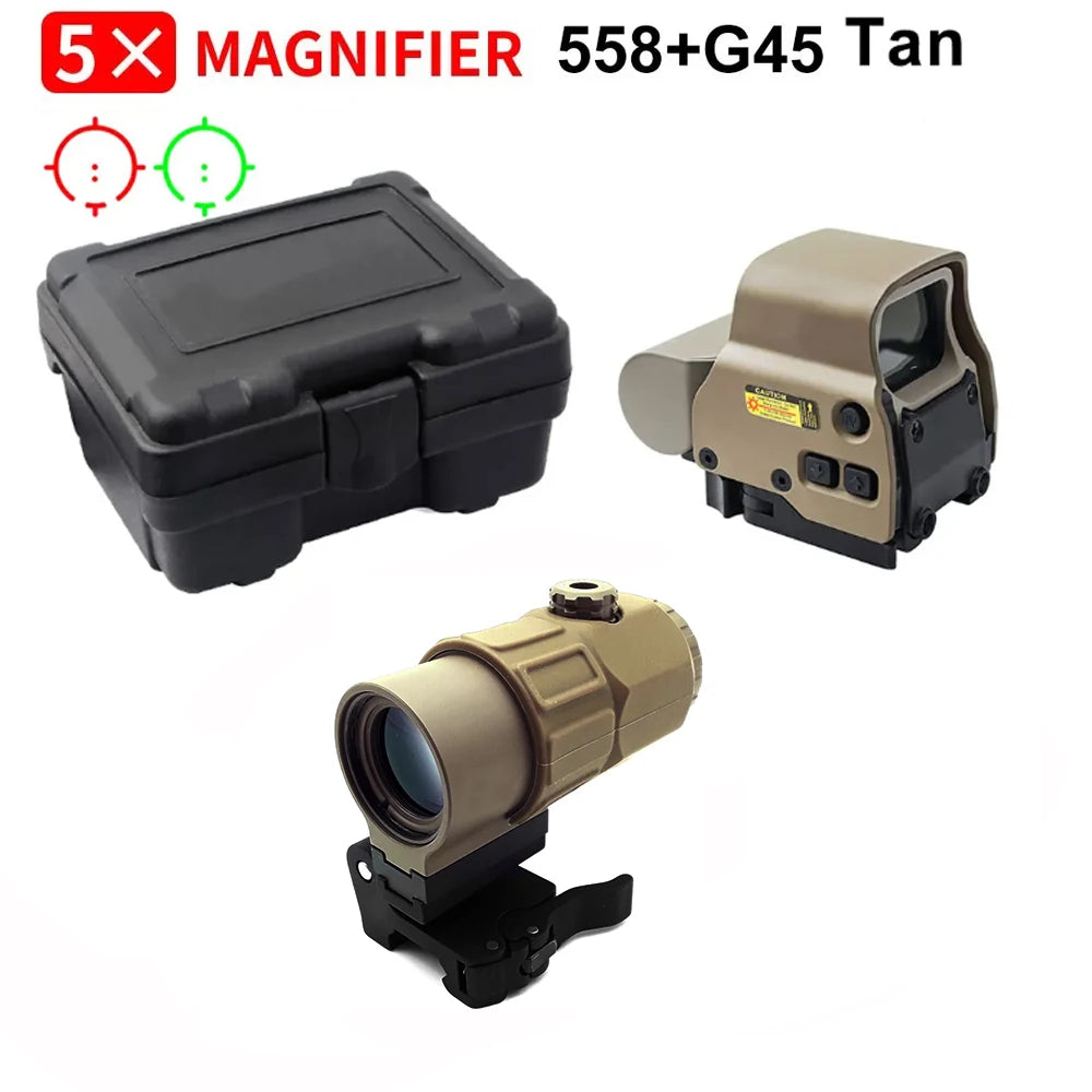 .558+G33/G45 Red Dot Optic Sight Tactical Hunting Gear W/20mm Rail Mounts.