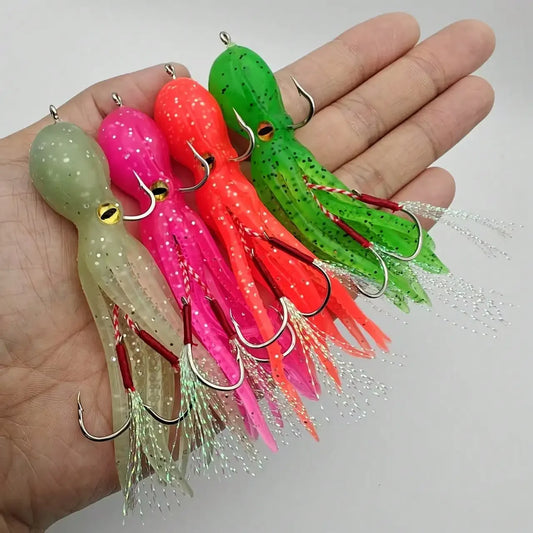 2pc/3pcs/4pcs Slow-Sinking Octopus Soft Bait With Hook