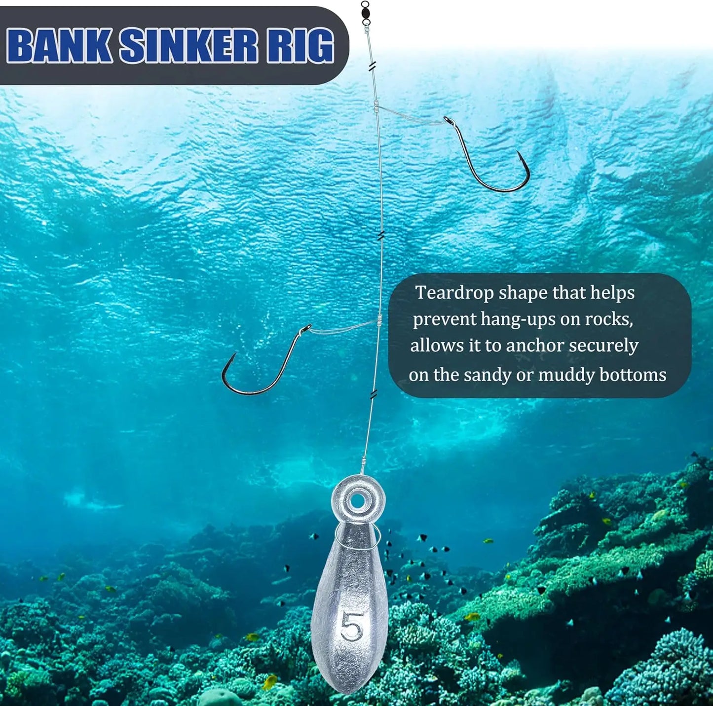 Fishing Weights Bank Sinkers Bullet Weights for Surf Pier Bank Saltwater Fishing 1oz to 8oz Anti-Roll Stable Cast