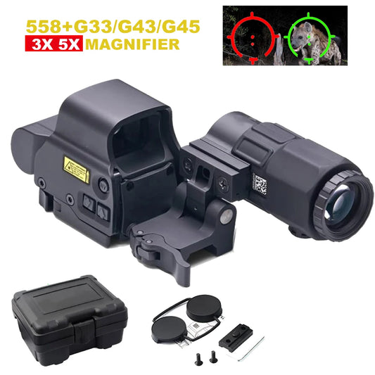 .558+G33/G45 Red Dot Optic Sight Tactical Hunting Gear W/20mm Rail Mounts.