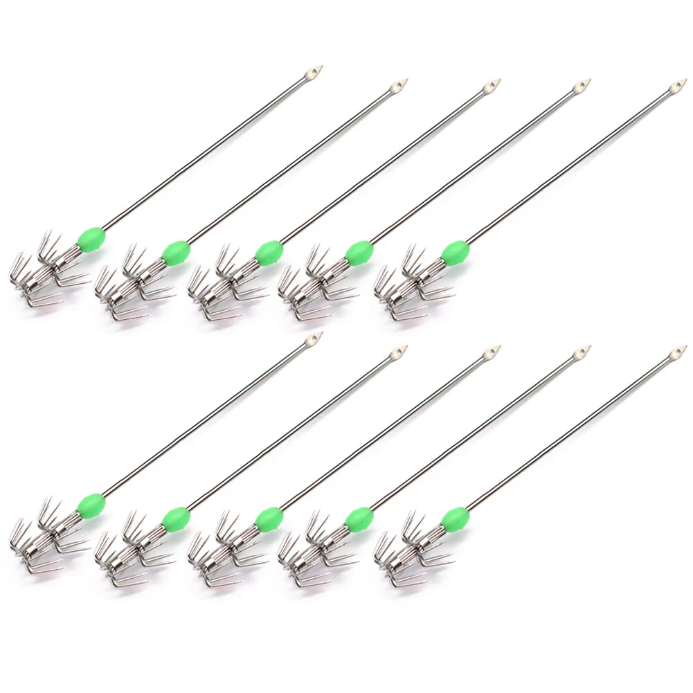 10pcs Double-Layer Stainless Steel Umbrella Squid Hooks