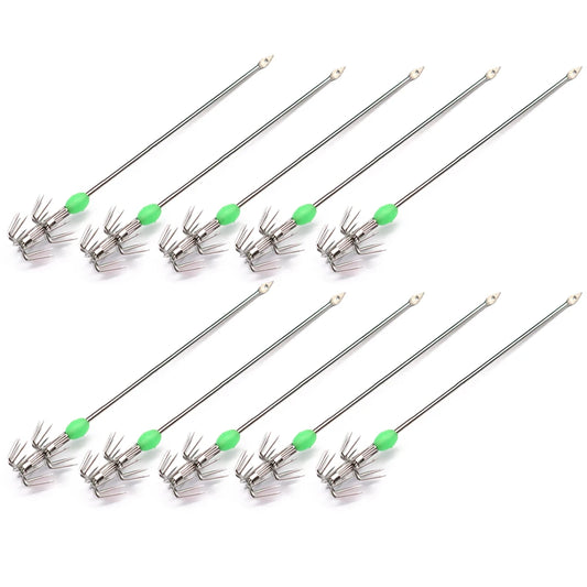 10pcs Double-Layer Stainless Steel Umbrella Squid Hooks