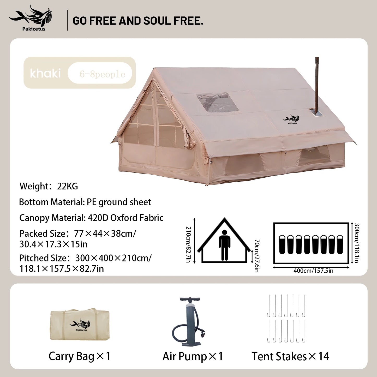 Waterproof Family Tent for 4-8 Persons,