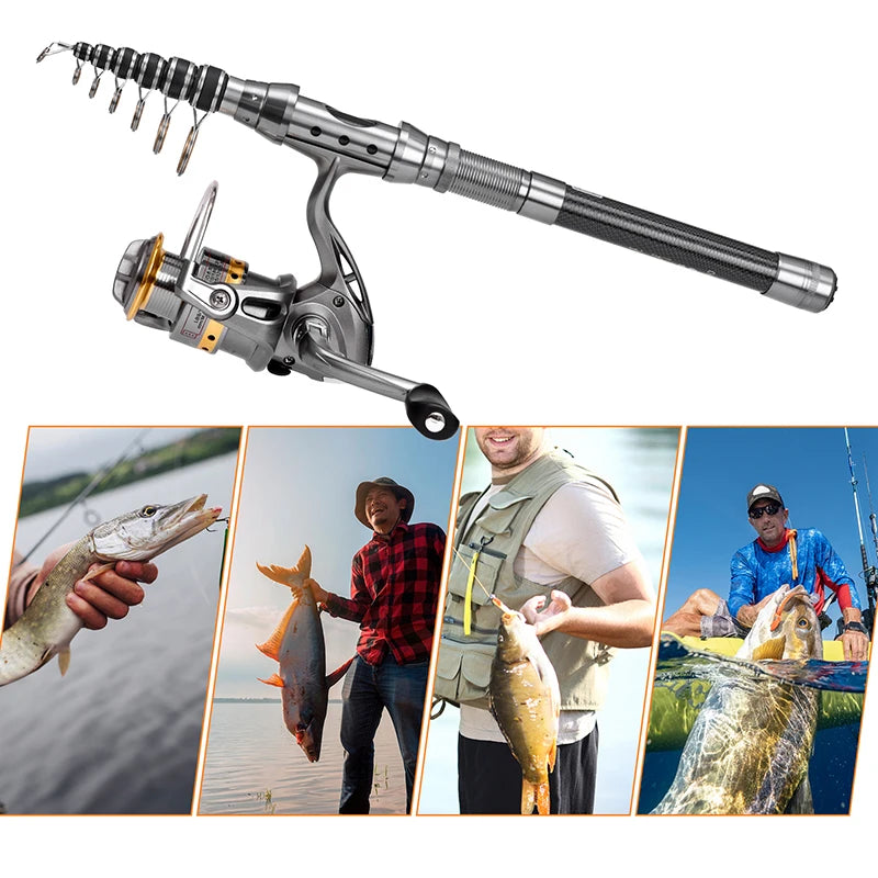 2.4m-10 Sections Fishing Rod Reel Combo