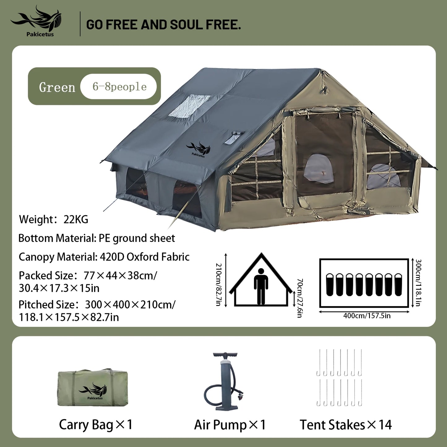 Waterproof Family Tent for 4-8 Persons,
