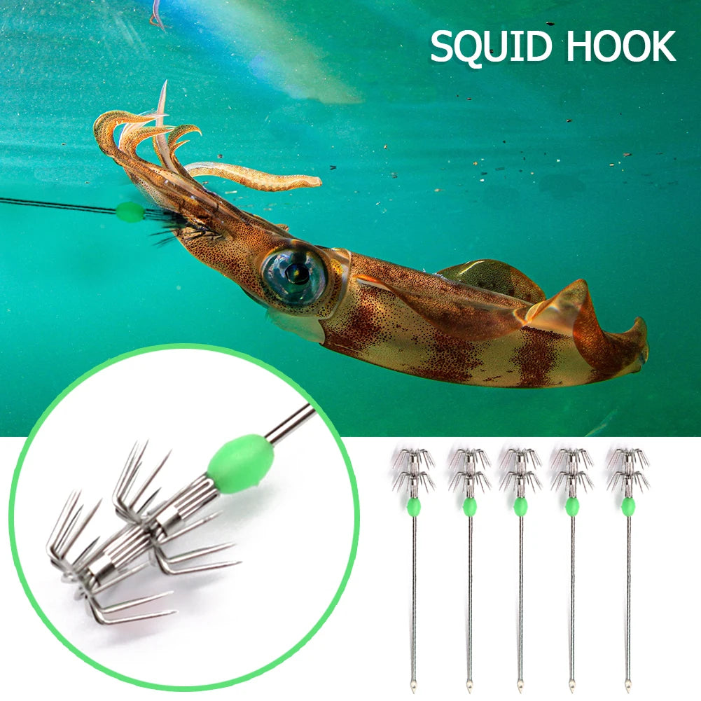 10pcs Double-Layer Stainless Steel Umbrella Squid Hooks