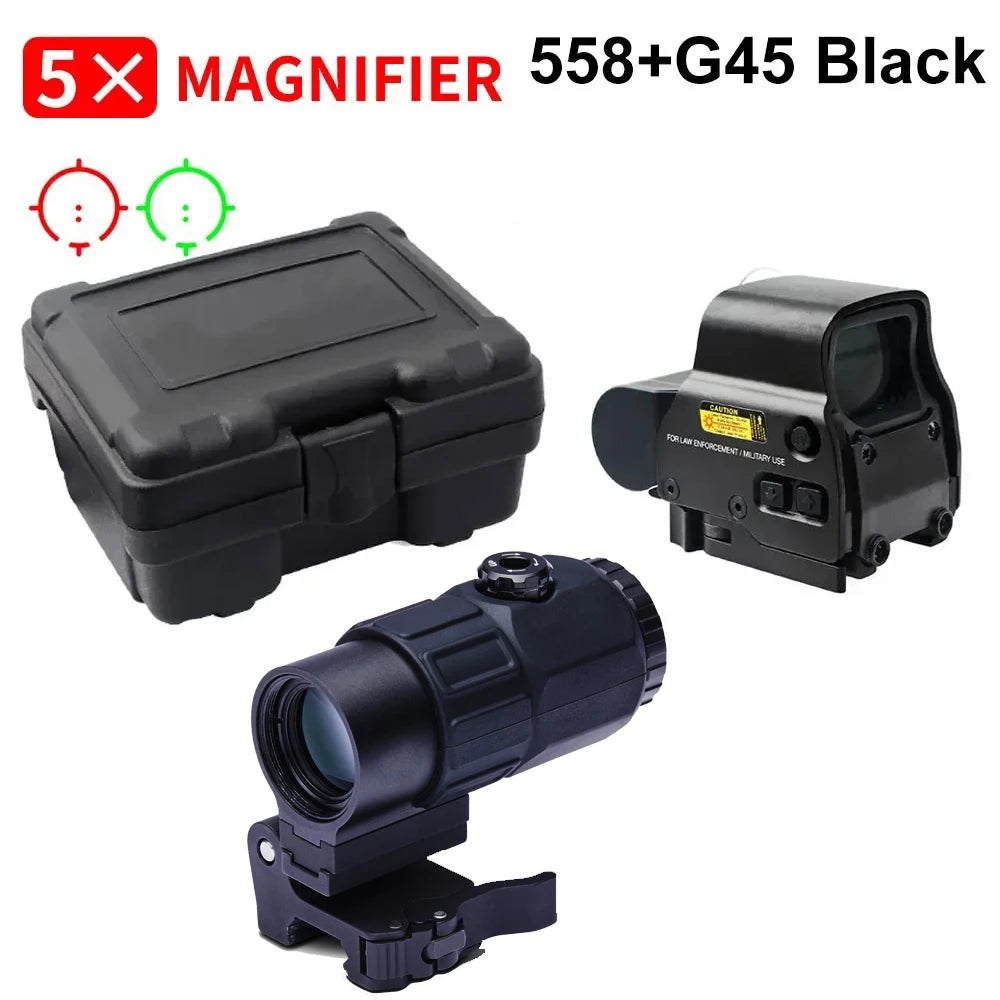 .558+G33/G45 Red Dot Optic Sight Tactical Hunting Gear W/20mm Rail Mounts.