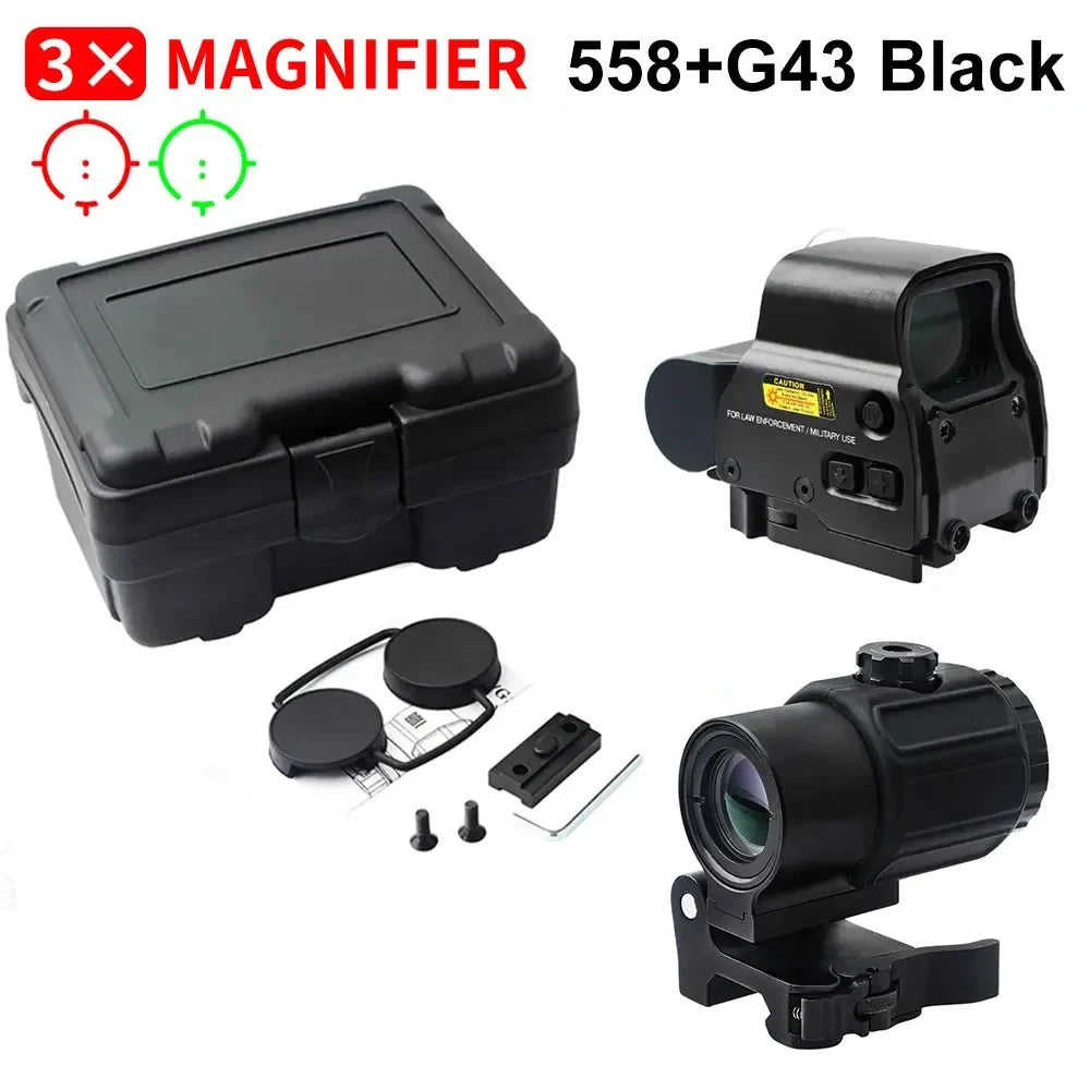 .558+G33/G45 Red Dot Optic Sight Tactical Hunting Gear W/20mm Rail Mounts.