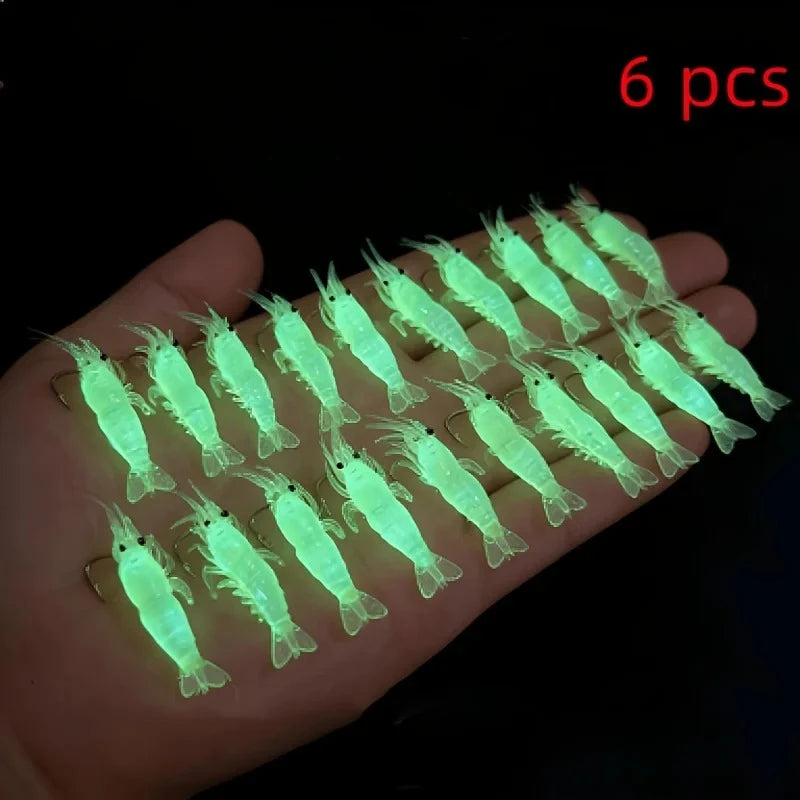 6pcs Luminous Soft Plastic Artificial Shrimp