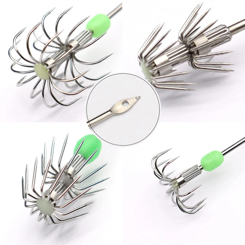 10pcs Double-Layer Stainless Steel Umbrella Squid Hooks