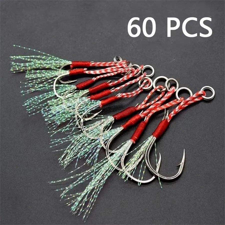 30/60pcs Slow Jigging Fishing Cast Jigs Assist Hook