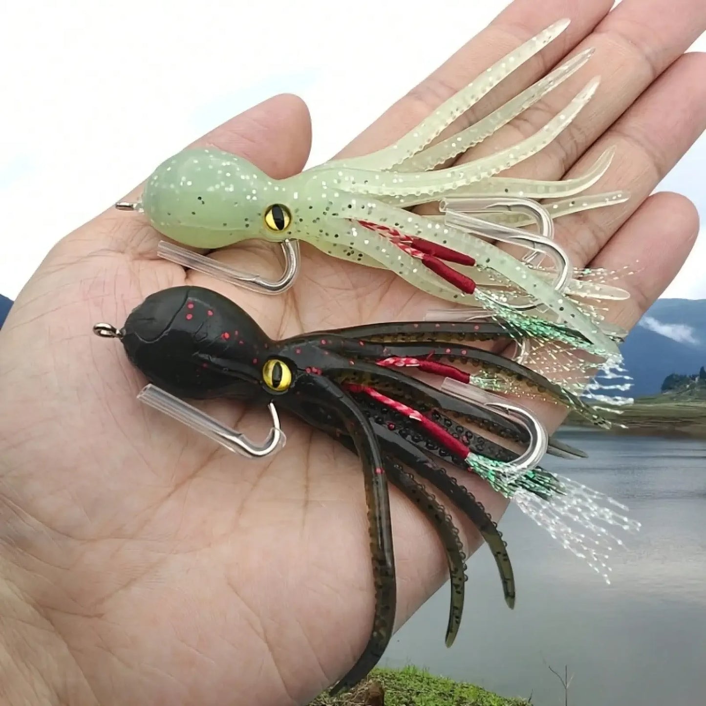 2pc/3pcs/4pcs Slow-Sinking Octopus Soft Bait With Hook