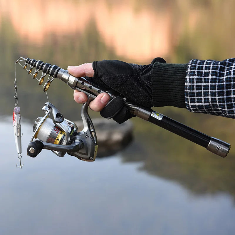 2.4m-10 Sections Fishing Rod Reel Combo