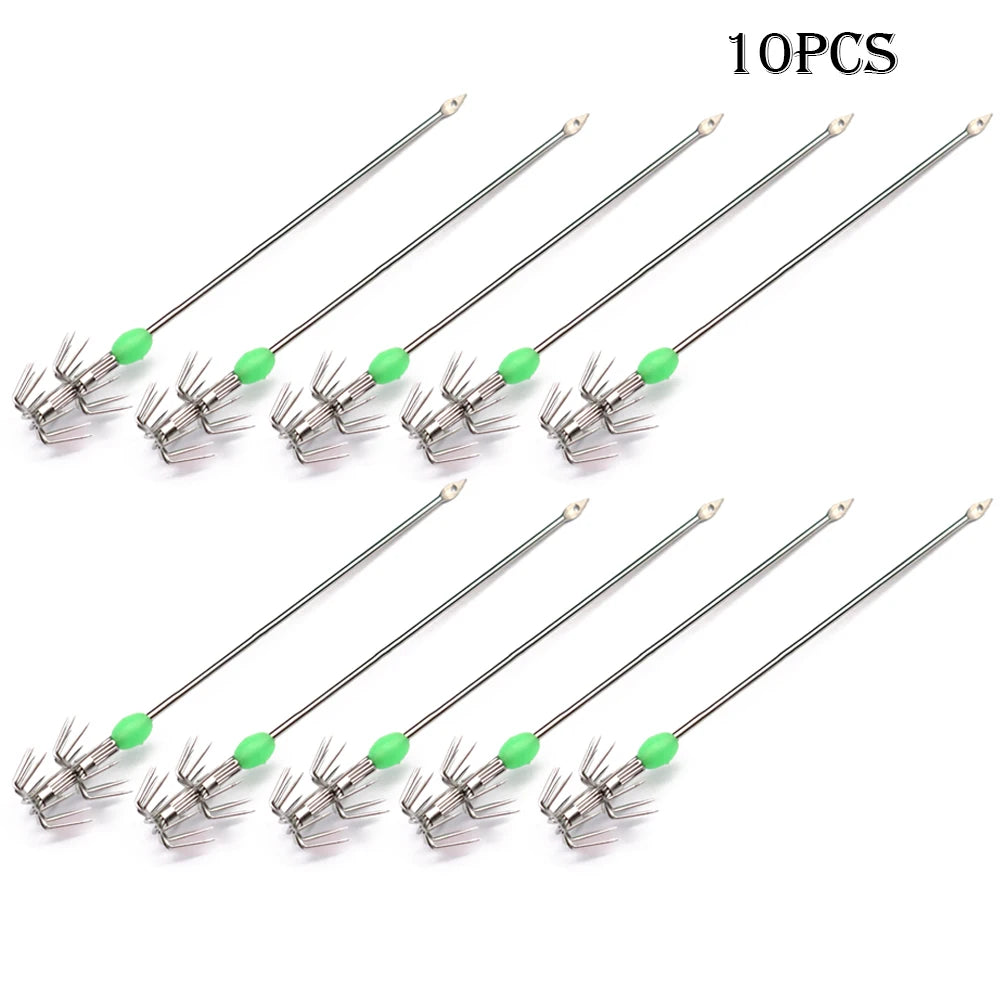 10pcs Double-Layer Stainless Steel Umbrella Squid Hooks