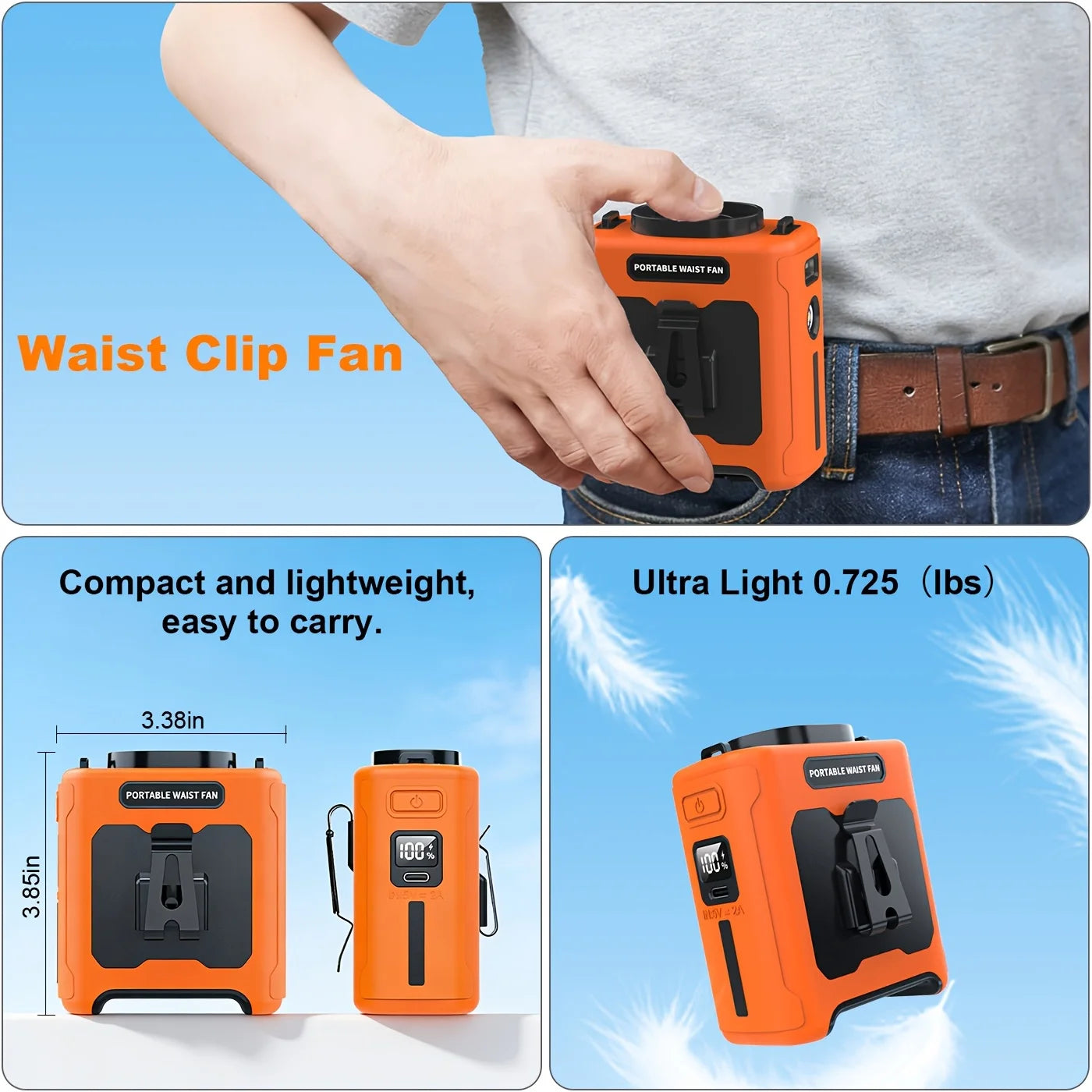 10000mAh Waist Clip Fan