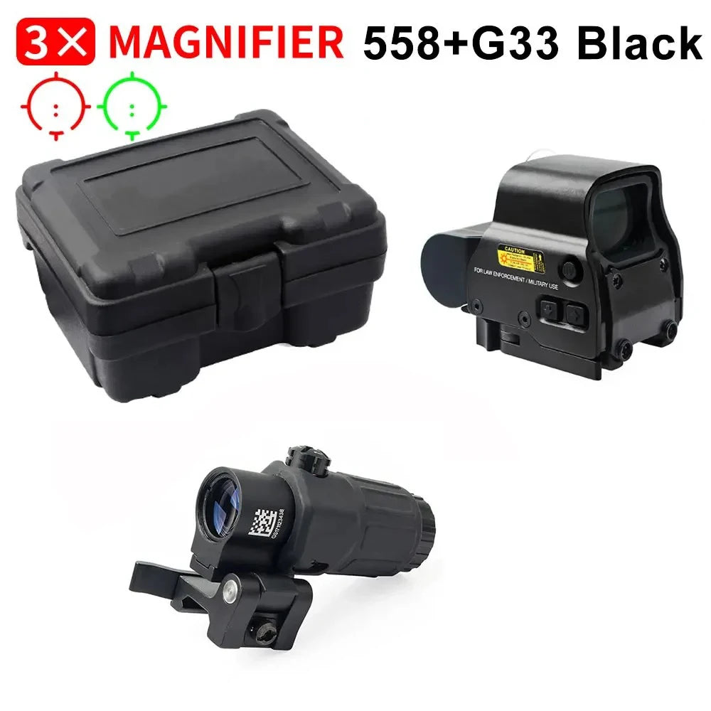 .558+G33/G45 Red Dot Optic Sight Tactical Hunting Gear W/20mm Rail Mounts.
